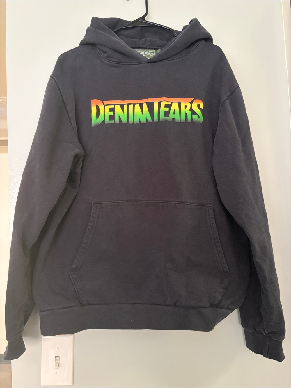 Denim Tears Black Hoodie with Gradient Logo